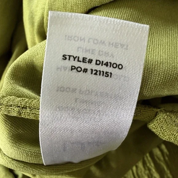 Lulu Chartreuse Green Faux Wrap Midi Dress Tie Back Size Medium D14100 - Picture 16 of 16